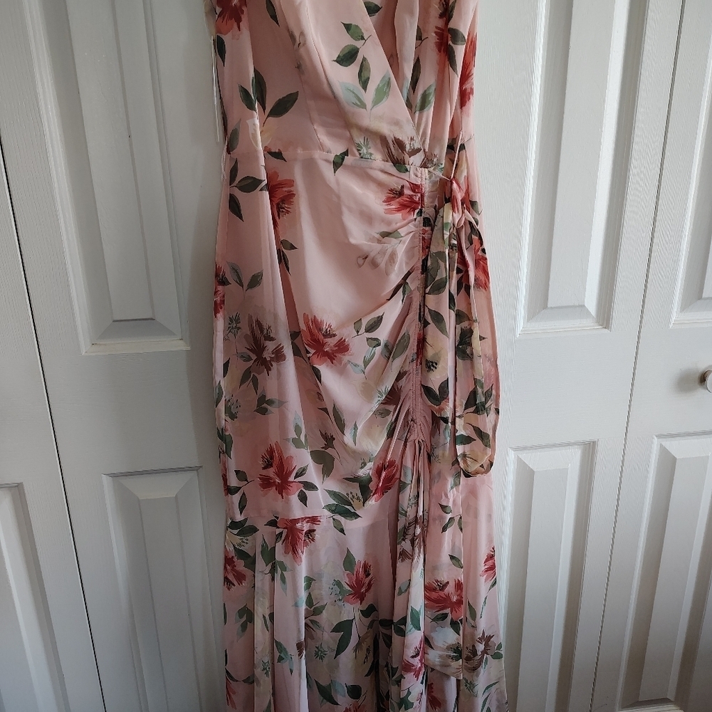 Eliza J Floral Gathered Dress Blush Sz 6 - Picture 7 of 15